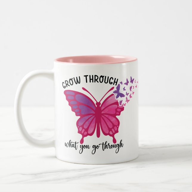 Butterfly Quote  Two-Tone Coffee Mug (Left)