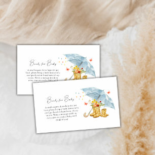 Butterfly Rain Boots Umbrella Books Baby Shower  Enclosure Card