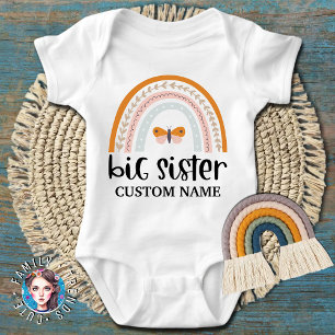 Butterfly Rainbow Big Sister Baby Bodysuit
