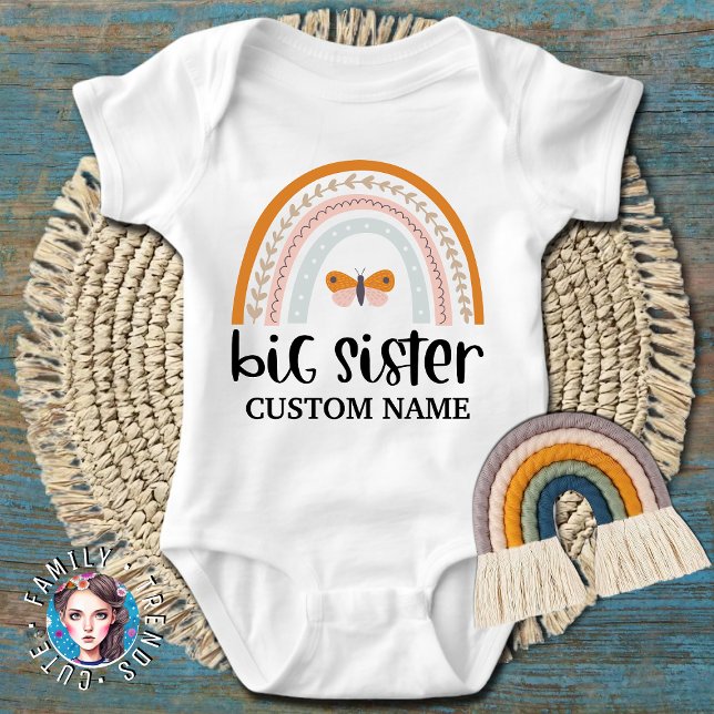 Butterfly Rainbow Big Sister Baby Bodysuit (Creator Uploaded)