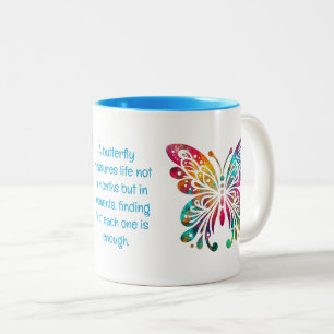 Butterfly - Rainbow Colours w/ Quote Two-Tone Coffee Mug