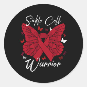 Butterfly Red Ribbon Gift For Sickle Cell Awarenes Classic Round Sticker