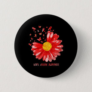 Butterfly Red Ribbon Heart Disease Awareness  6 Cm Round Badge