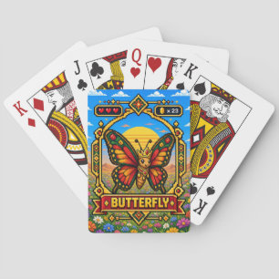 Butterfly Retro 8-Bit Pixel Art Playing Cards