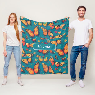 Butterfly Retro Colorful Personalized Pattern Fleece Blanket