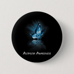 Butterfly Ribbon Alopecia Awareness 6 Cm Round Badge