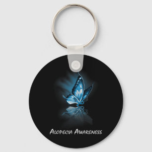 Butterfly Ribbon Alopecia Awareness Key Ring