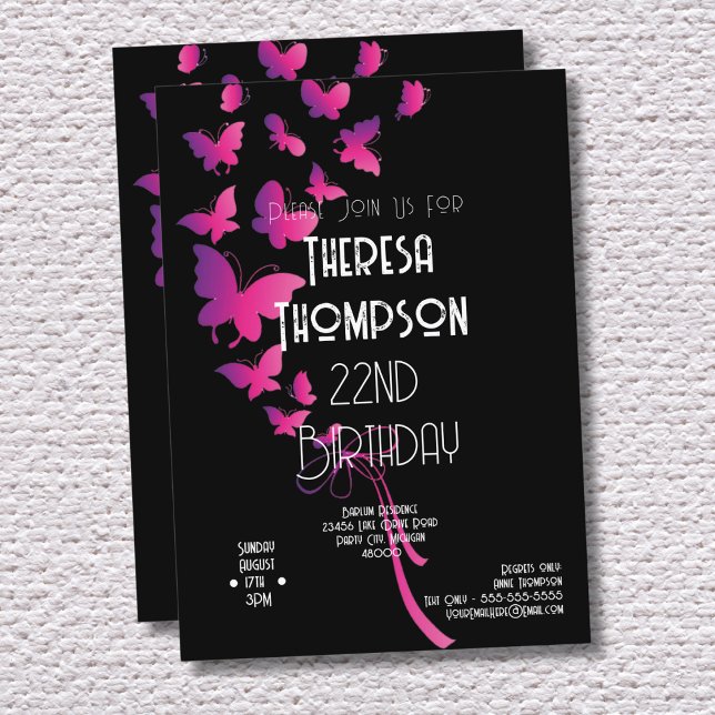 Butterfly Ribbon Birthday Invite (Butterfly Ribbon Birthday Invite: Your Party's Glow-Up)
