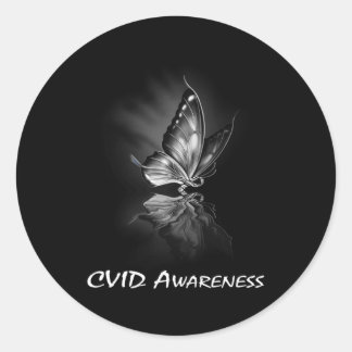Butterfly Ribbon CVID Awareness Sweatshirt182  Classic Round Sticker