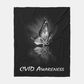 Butterfly Ribbon CVID Awareness Sweatshirt182  Fleece Blanket