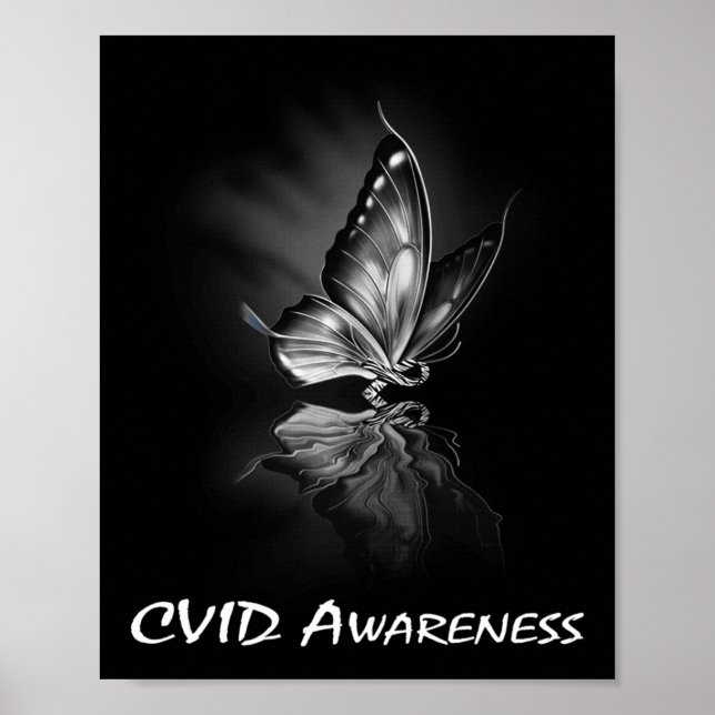 Butterfly Ribbon CVID Awareness Sweatshirt182  Poster (Front)