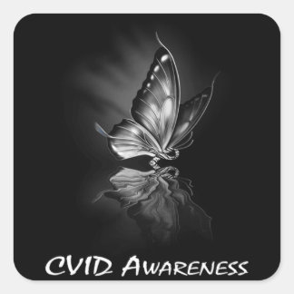 Butterfly Ribbon CVID Awareness Sweatshirt182  Square Sticker
