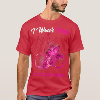 Butterfly Ribbon Feather Breast Cancer Awareness T-Shirt