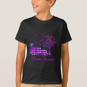Butterfly Ribbon Purple Overdose Awareness  T-Shirt