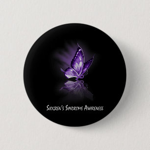 Butterfly Ribbon Sjogren's Syndrome Awareness 6 Cm Round Badge
