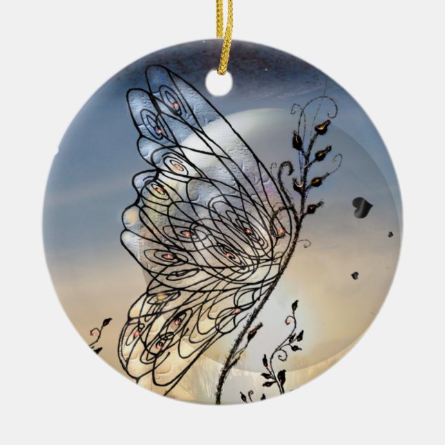 Butterfly Rising! Ceramic Tree Decoration (Front)