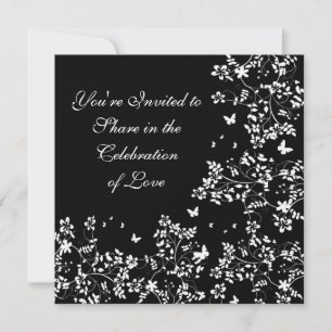 Butterfly Romance / White And Black Invitation