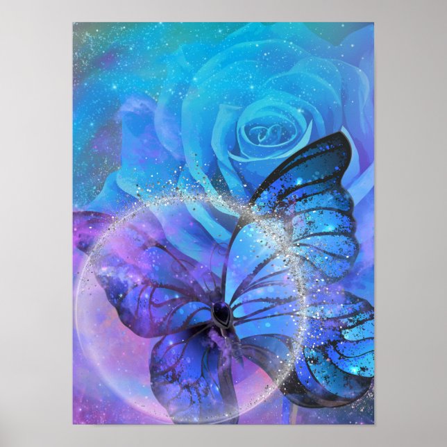 Butterfly, Rose and Moon Poster (Front)