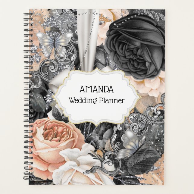 Butterfly rose DIY name floral watercolor Planner (Front)
