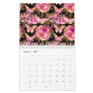 Butterfly Rose Garden Floral Flower Cute Aesthetic Calendar