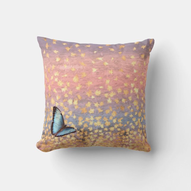 Butterfly Rose Gold Flakes Abstract Design Cushion (Front)