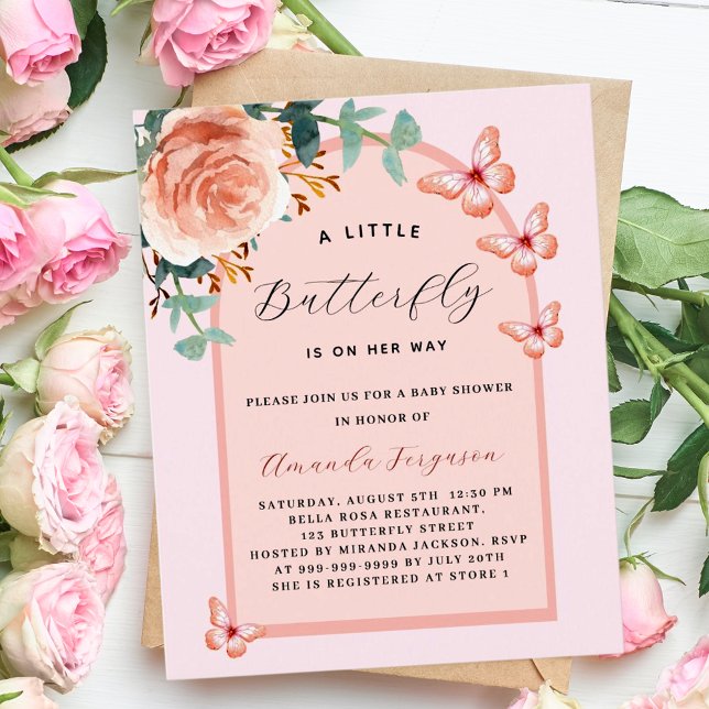 Butterfly rose gold floral arch budget Baby Shower (Creator Uploaded)