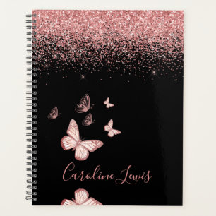 Butterfly Rose Gold Glitter 2023 Planner With Name