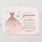 Butterfly Rose Gold Sparkle Dress Quinceanera