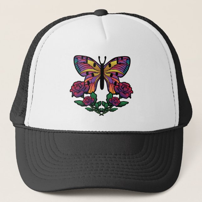 Butterfly Rose Trucker Hat (Front)