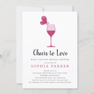 Butterfly Rose Wine Tasting Bridal Shower Invitation
