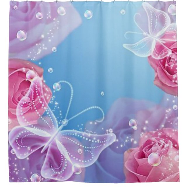 Butterfly Roses Shower Curtain (Front)