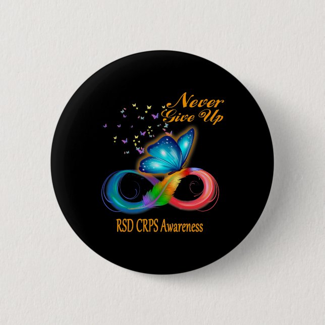 Butterfly Rsd Crps Awareness  6 Cm Round Badge (Front)
