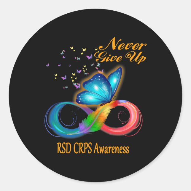Butterfly Rsd Crps Awareness  Classic Round Sticker (Front)