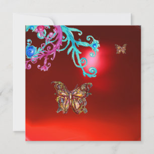 BUTTERFLY  RUBY ,blue bright pink red Invitation