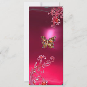 BUTTERFLY RUBY , bright red pink violet Invitation