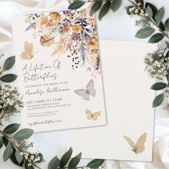 Butterfly Rustic Wildflower Bridal Shower Invitation (Butterfly Wildflower Bridal Shower Invitation )