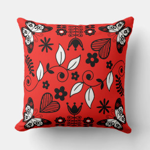Butterfly Scandinavian folk art  Cushion