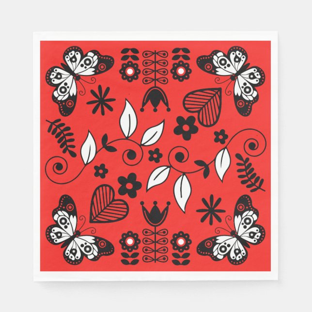 Butterfly Scandinavian folk art  Napkin (Front)