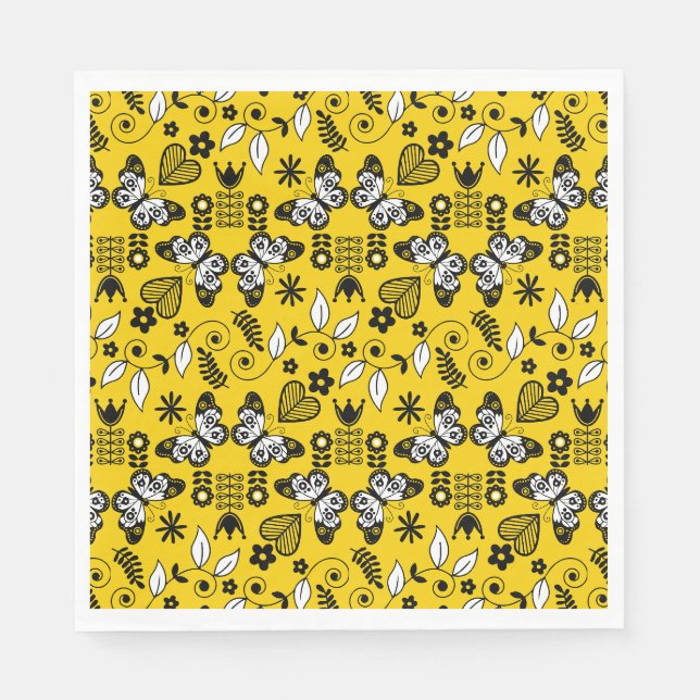 Butterfly Scandinavian folk art  Napkin (Front)