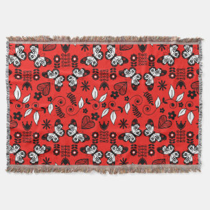Butterfly Scandinavian folk art  Throw Blanket