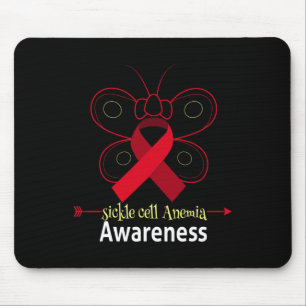 Butterfly SCD Anaemia Burgundy Ribbon Sickle Cell  Mouse Pad