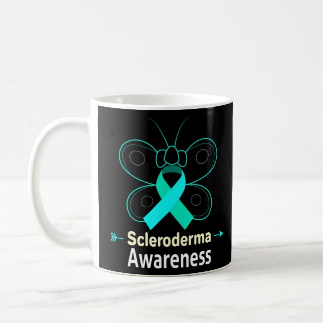 Butterfly Scleroderma Ribbon Scleroderma Awareness Coffee Mug (Left)