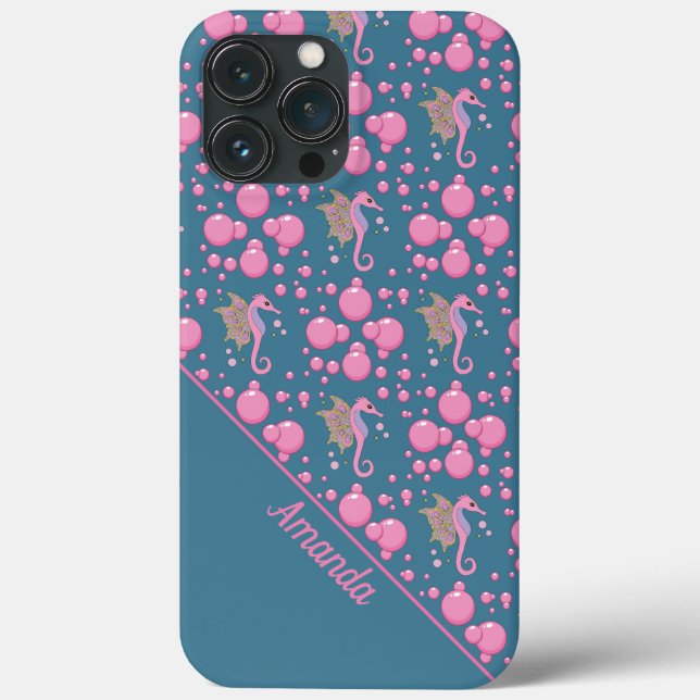 Butterfly Seahorse in Bubbles Custom Phone Case (Back)