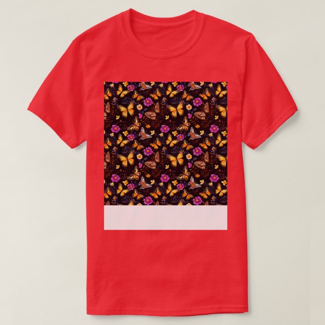 Butterfly Seamless Pattern Boho Cute Spring Insect T-Shirt (Design Front)