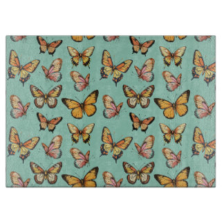Butterfly Seamless Pattern. Monarch Butterfly Cutting Board