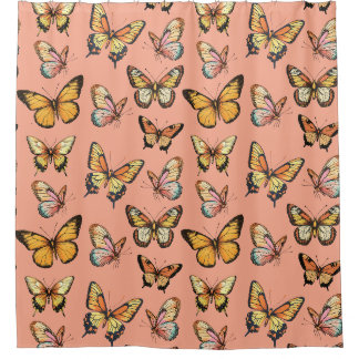 Butterfly Seamless Pattern. Monarch Butterfly Shower Curtain