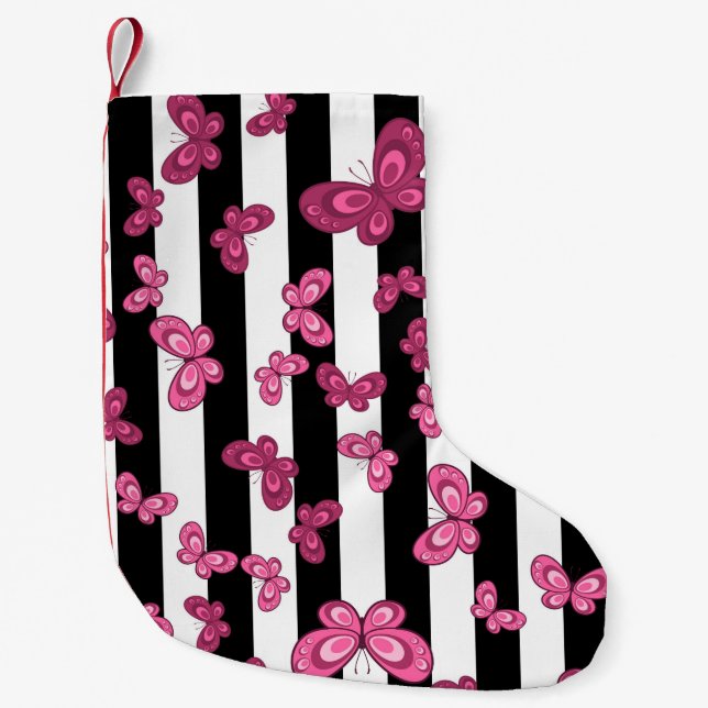 Butterfly seamless pattern on white background. Pa Small Christmas Stocking (Front)