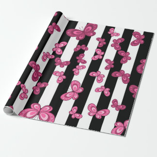 Butterfly seamless pattern on white background. Pa Wrapping Paper