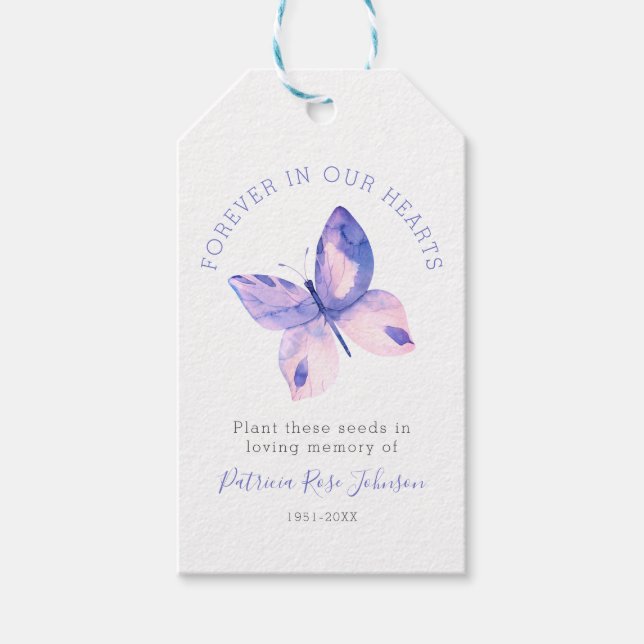 Butterfly Seed Packet Memorial Funeral Favour Tag (Front)