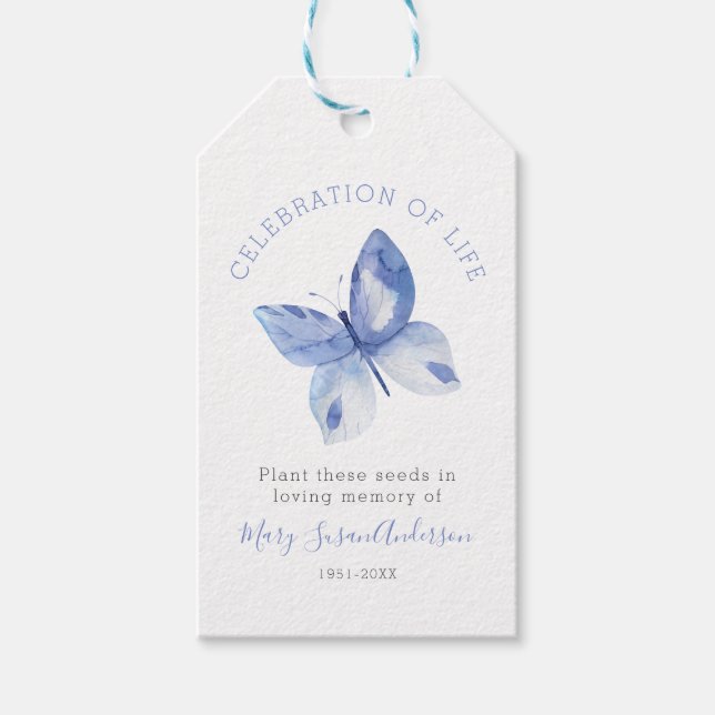 Butterfly Seed Packet Memorial Funeral Favour Tag (Front)